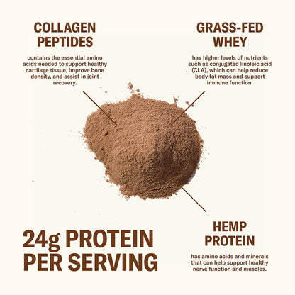 Ballerina Farm Grass Fed Whey Protein Powder, 24g Protein with Collagen Peptides, Bovine Colostrum, Hemp Hearts & Prebiotic Fiber, No Artificial Ingredients