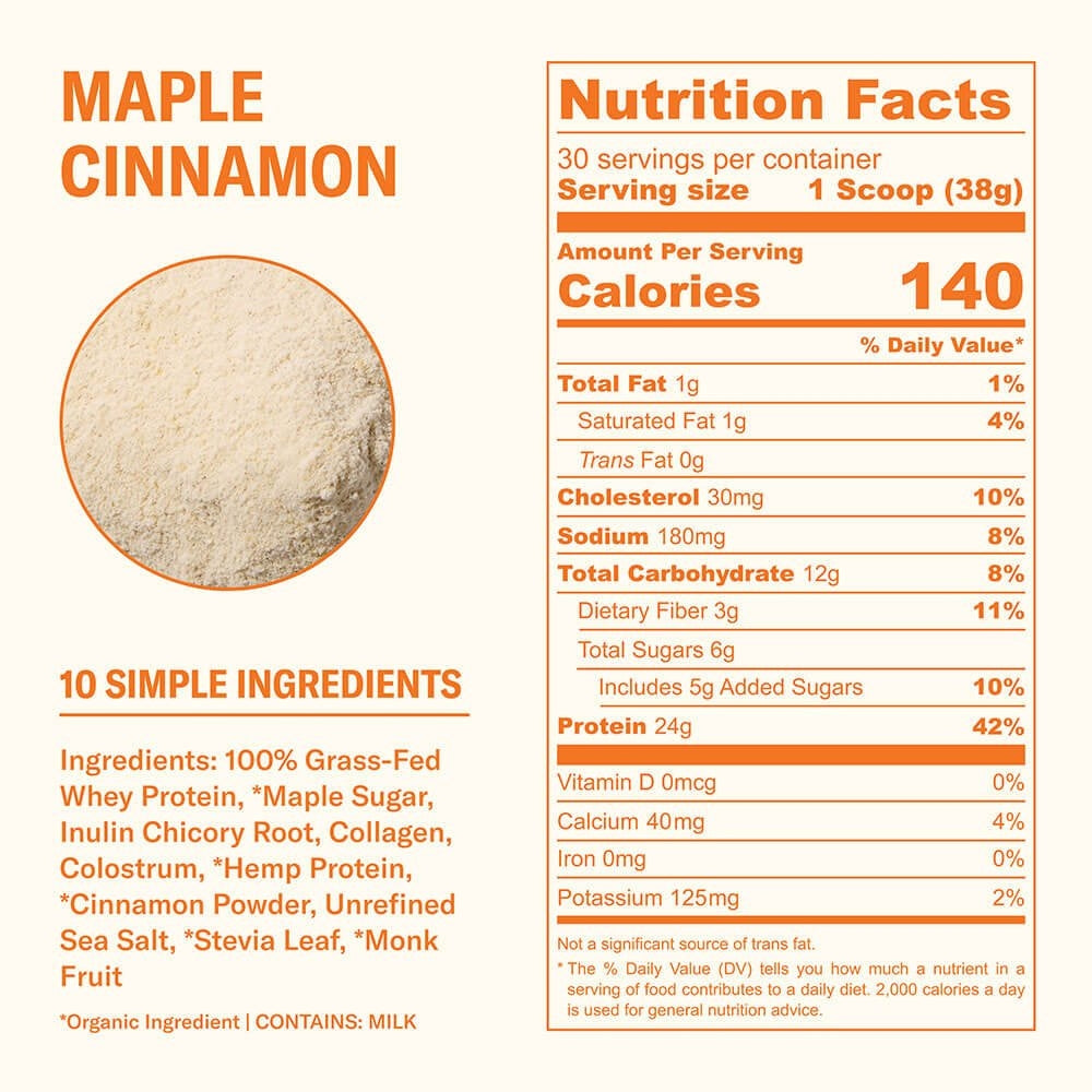 Ballerina Farm Grass Fed Whey Protein Powder, 24g Protein with Collagen Peptides, Bovine Colostrum, Hemp Hearts & Prebiotic Fiber, No Artificial Ingredients