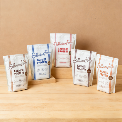 Ballerina Farm Grass Fed Whey Protein Powder, 24g Protein with Collagen Peptides, Bovine Colostrum, Hemp Hearts & Prebiotic Fiber, No Artificial Ingredients